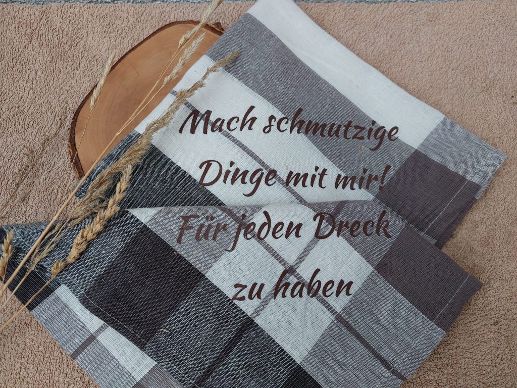 Geschirrtuch beschriftet